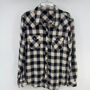Stetson Western Pearl Snaps Plaid Shirt Women Sz Medium 100% Rayon Soft